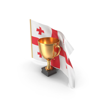 Republic Of Georgia Golden Trophy Flag PNG & PSD Images