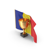 Romania Golden Trophy Flag PNG & PSD Images