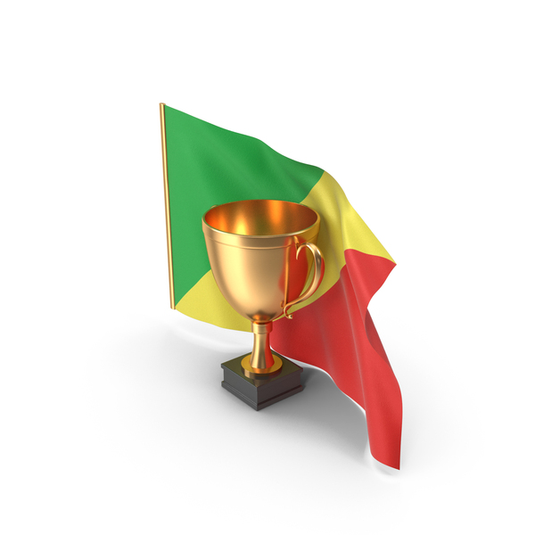 Republic Of The Congo Golden Trophy Flag PNG & PSD Images