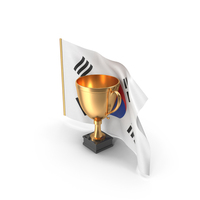 South Korea Golden Trophy Flag PNG & PSD Images