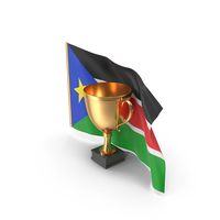 South Sudan Golden Trophy Flag PNG & PSD Images