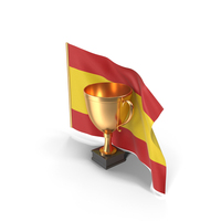 Spain Golden Trophy Flag PNG & PSD Images