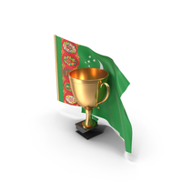Turkmenistan Golden Trophy Flag PNG & PSD Images