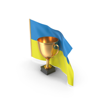 Ukraine Golden Trophy Flag PNG & PSD Images