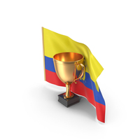 Ecuador Colombia Golden Trophy Flag PNG & PSD Images