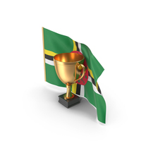 Dominican Republic Golden Trophy Flag PNG & PSD Images