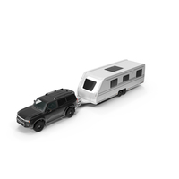 Black Toyota Land Cruiser 250 and Camping Caravan PNG & PSD Images