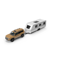 Sand Toyota Land Cruiser 250 and Camping Caravan PNG & PSD Images