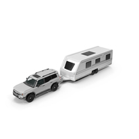 White Toyota Land Cruiser 250 and Camping Caravan PNG & PSD Images