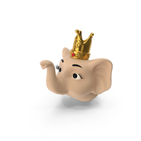 Baby Elephant Head With Gold Crown PNG & PSD Images