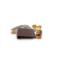 Brown Wallet Indian 500 Rupees Money Bills Coins PNG & PSD Images