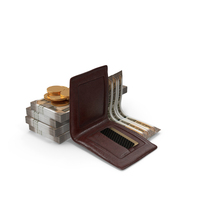 Wallet Open Indian 500 Rupees Money Bills Gold Coins PNG & PSD Images