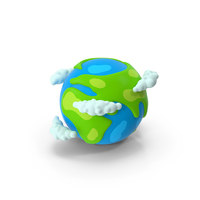 Cartoon Planet Earth And Clouds PNG & PSD Images