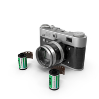 Vintage FED Film Camera Wth Film Rolls Fur PNG & PSD Images