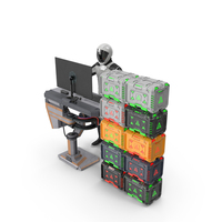 Futuristic Control Station With Astronaut And Sci-Fi Crates PNG & PSD Images