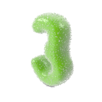 Gummy Candy Alphabet Number 3 PNG & PSD Images