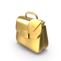 Briefcase With Check Mark Gold Icon PNG & PSD Images