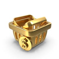 Dollar Money Basket Gold Icon PNG & PSD Images