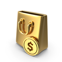 Dollar Shopping Bag Gold Icon PNG & PSD Images