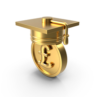 Graduation Cap Pound Gold Icon PNG & PSD Images