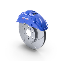Akebono Slotted Brake Disc and Blue Caliper PNG & PSD Images