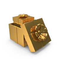 Packing Presentation Open Gift Boxes Icon Gold PNG & PSD Images