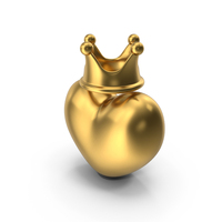 Heart With Crown Gold Icon PNG & PSD Images