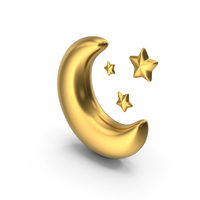 Crescent Moon and Stars Weather Gold Icon PNG & PSD Images