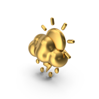 Partly Cloudy with Thunderstorm Weather Gold Icon PNG & PSD Images