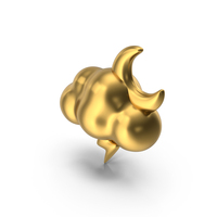 Thunder Moon Weather Gold Icon PNG & PSD Images
