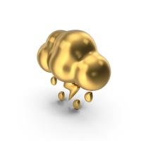 Thunderstorm with Rain Weather Gold Icon PNG & PSD Images