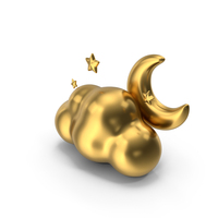 Moonlit Clouds Weather Gold Icon PNG & PSD Images