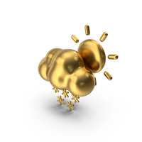 Cloudy With Snow And Sun Weather Gold Icon PNG & PSD Images