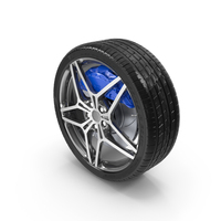 Sport Tire with Blue Brake Caliper and Alloy Rim PNG & PSD Images