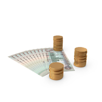 Currency United Arab Emirates 1000 DIRHAMS Money Notes Spread With Coins PNG & PSD Images