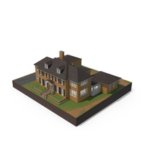 Colonial House With Detached Garage And Garland PNG & PSD Images