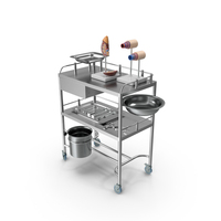 Medical Cart with Anatomical Models and Instruments PNG & PSD Images