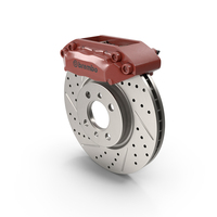 Brembo Drilled Brake Disc And Red Caliper PNG & PSD Images