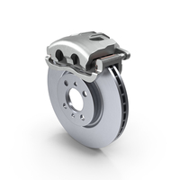 Perforated Ventilated Brake Disc with Silver Caliper PNG & PSD Images