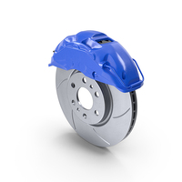 Slotted Brake Disc with Blue Racing Caliper PNG & PSD Images