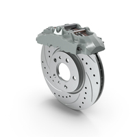 Slotted Ventilated Brake Disc with Grey Caliper PNG & PSD Images