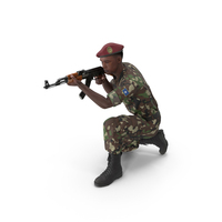 Somali Soldier On Kneeling Pose With AK-47 Fur PNG & PSD Images