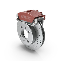 SSBC Drilled Brake Rotor with Red Caliper PNG & PSD Images