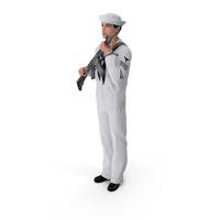 US Navy Asian Sailor with Rifle PNG & PSD Images