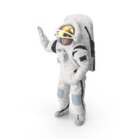 Waving Astronaut in Modern Moon Landing Spacesuit PNG & PSD Images