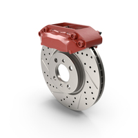Red Racing Brake Rotor with Ventilation PNG & PSD Images