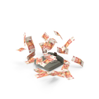 Briefcase Falling Russian 5000 Rubles Money Bill PNG & PSD Images
