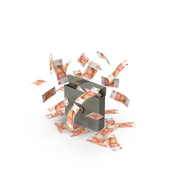Briefcase Russian 5000 Rubles Money Falling Currency PNG & PSD Images