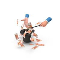 Hand Magic Hat Russian 5000 Rubles Money Fly Out PNG & PSD Images