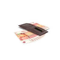 Leather Wallet Ground Bill Russian 5000 Rubles Money PNG & PSD Images
